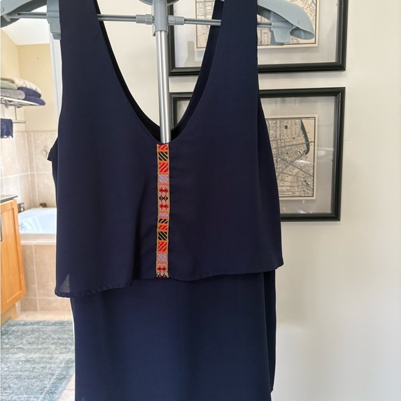 Zouk Navy Blue Flowy Blouse Size Medium - Picture 3 of 5